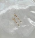 White keshi drop earrings