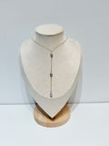 Kulu keshi pearl necklace with three gray baroque pearls in Y-shaped lariat design on gold chain