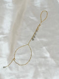 Ombré keshi pearl hand chain with white and gray pearls on 14k gold filled chain